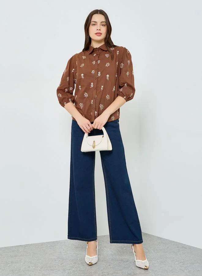 ستايلي بلوزة مطرز بأكمام بطول 3